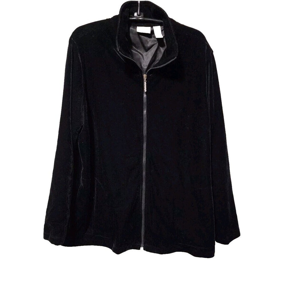 CHICO'S Black Long Sleeve Zip up Women Jacket Size 2 Very Soft